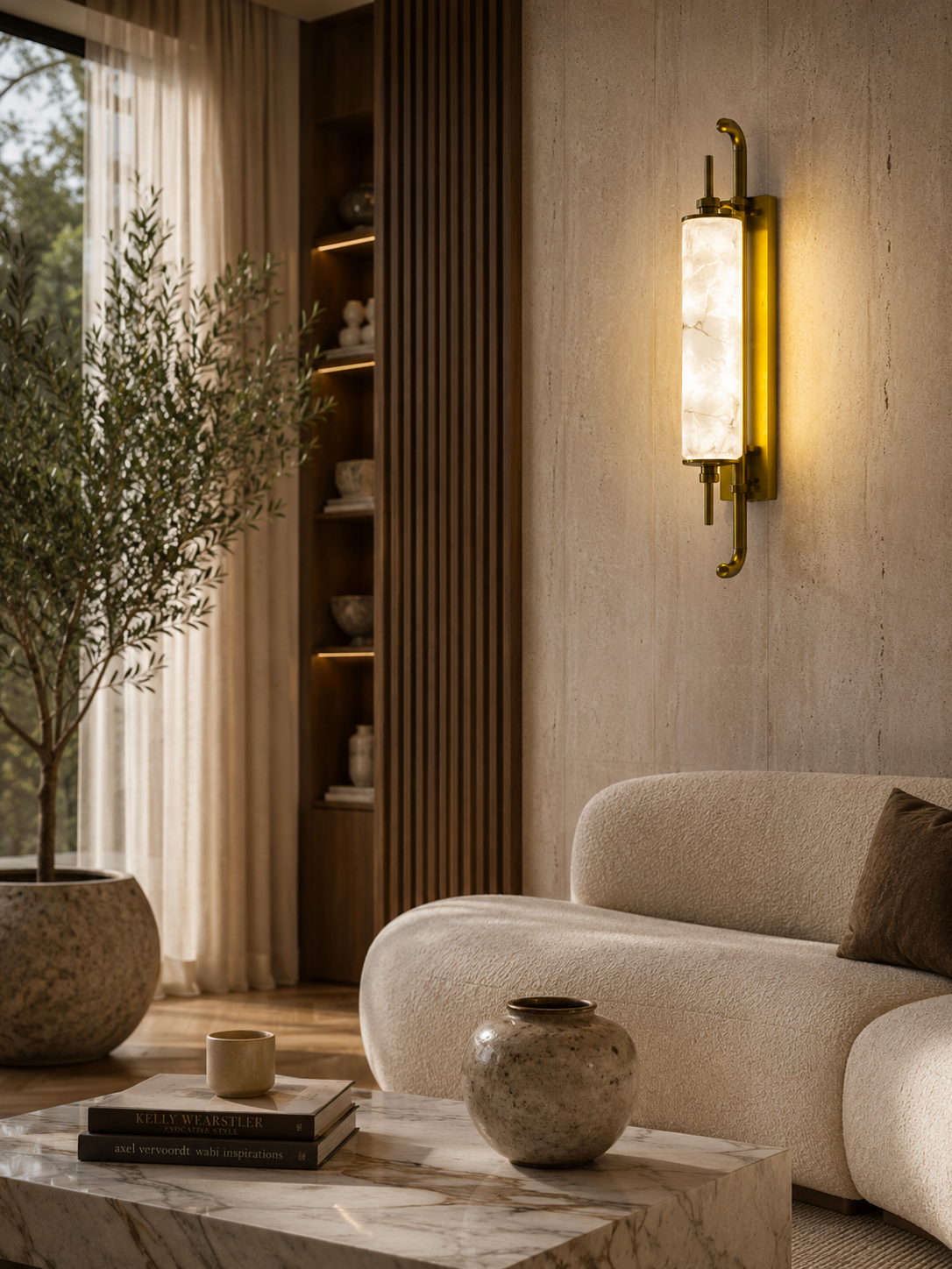 Luxury Marble-Look LED Wall Light for Bedroom & Living Room