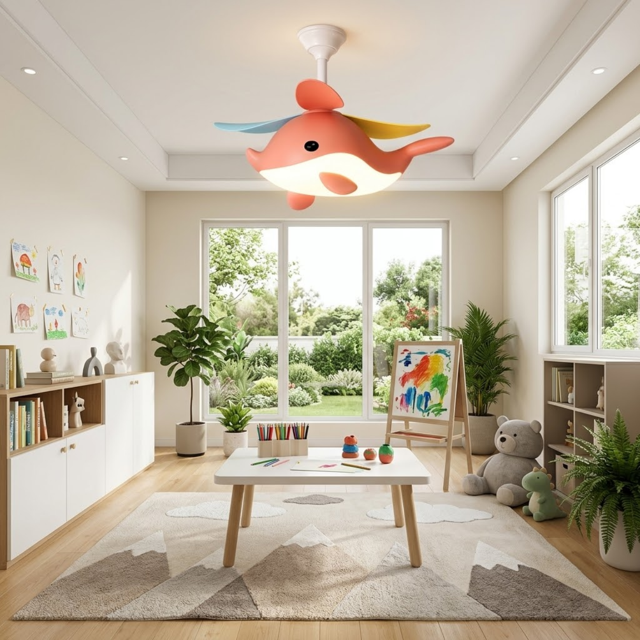 Whale Kids Ceiling Fan Light