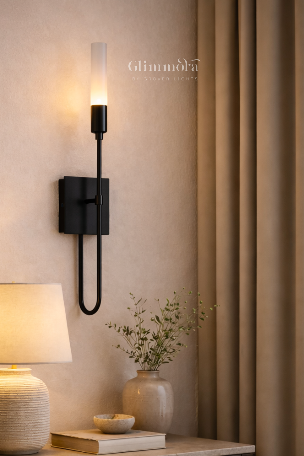Aura Solo Brass Tube Wall Light Black