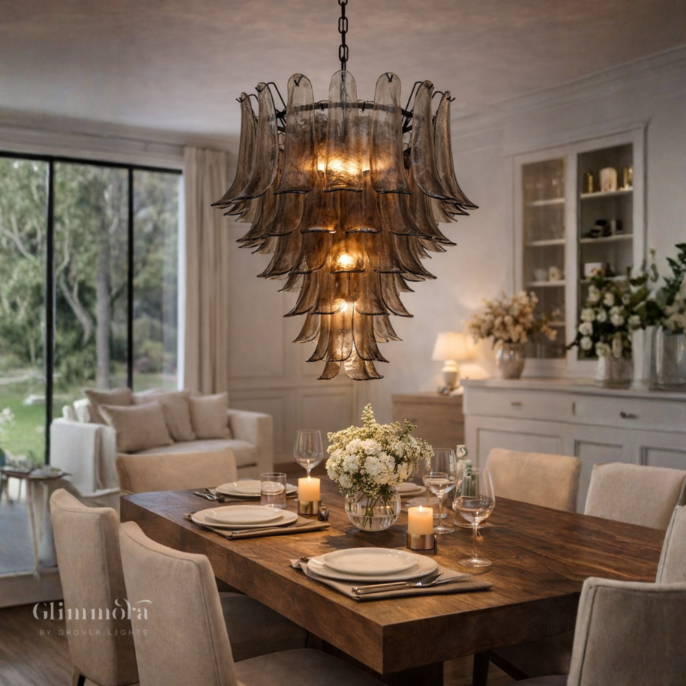 Smoked Glass Tiered Chandelier 600mm