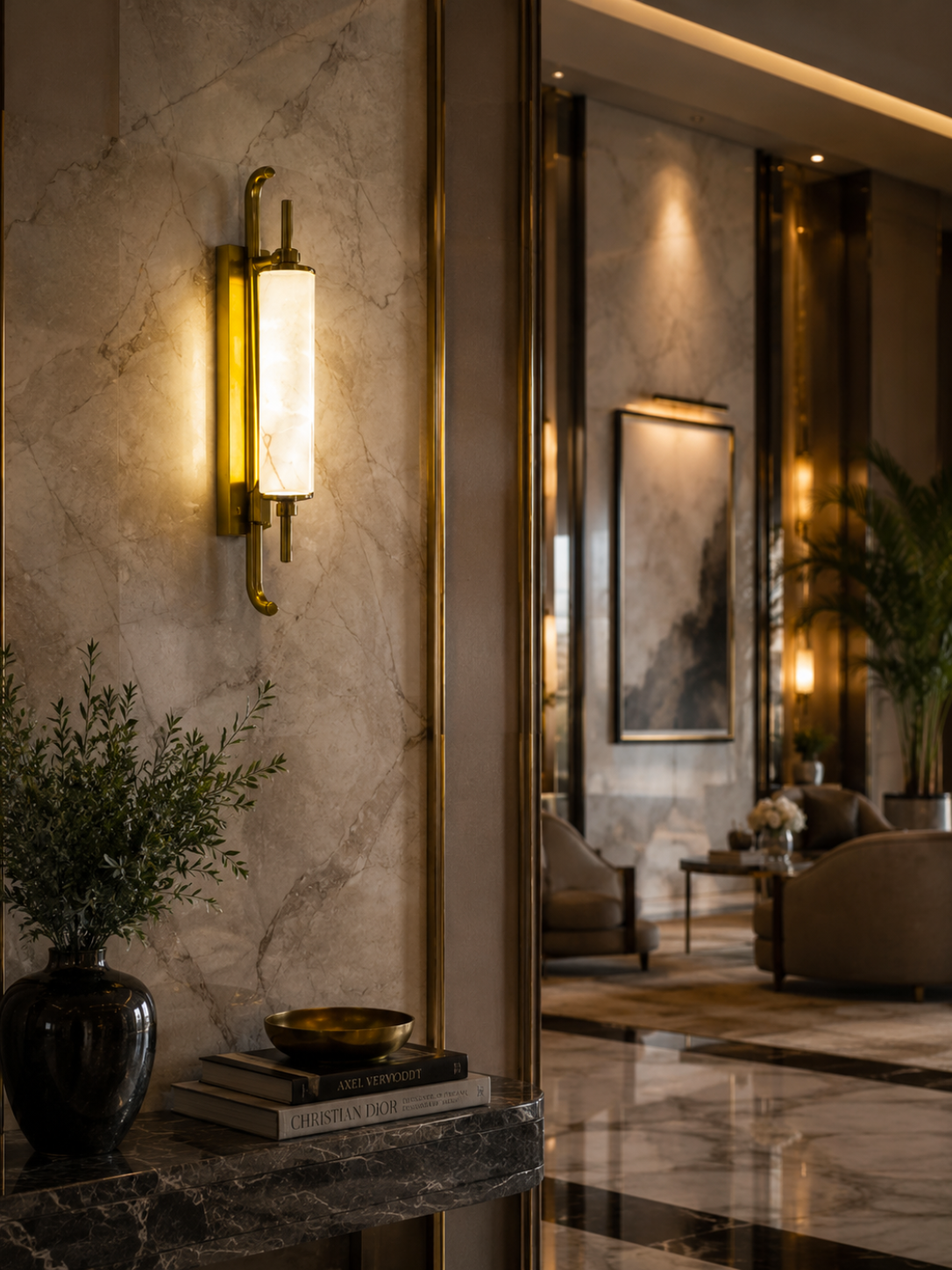 Luxury Marble-Look LED Wall Light for Bedroom & Living Room