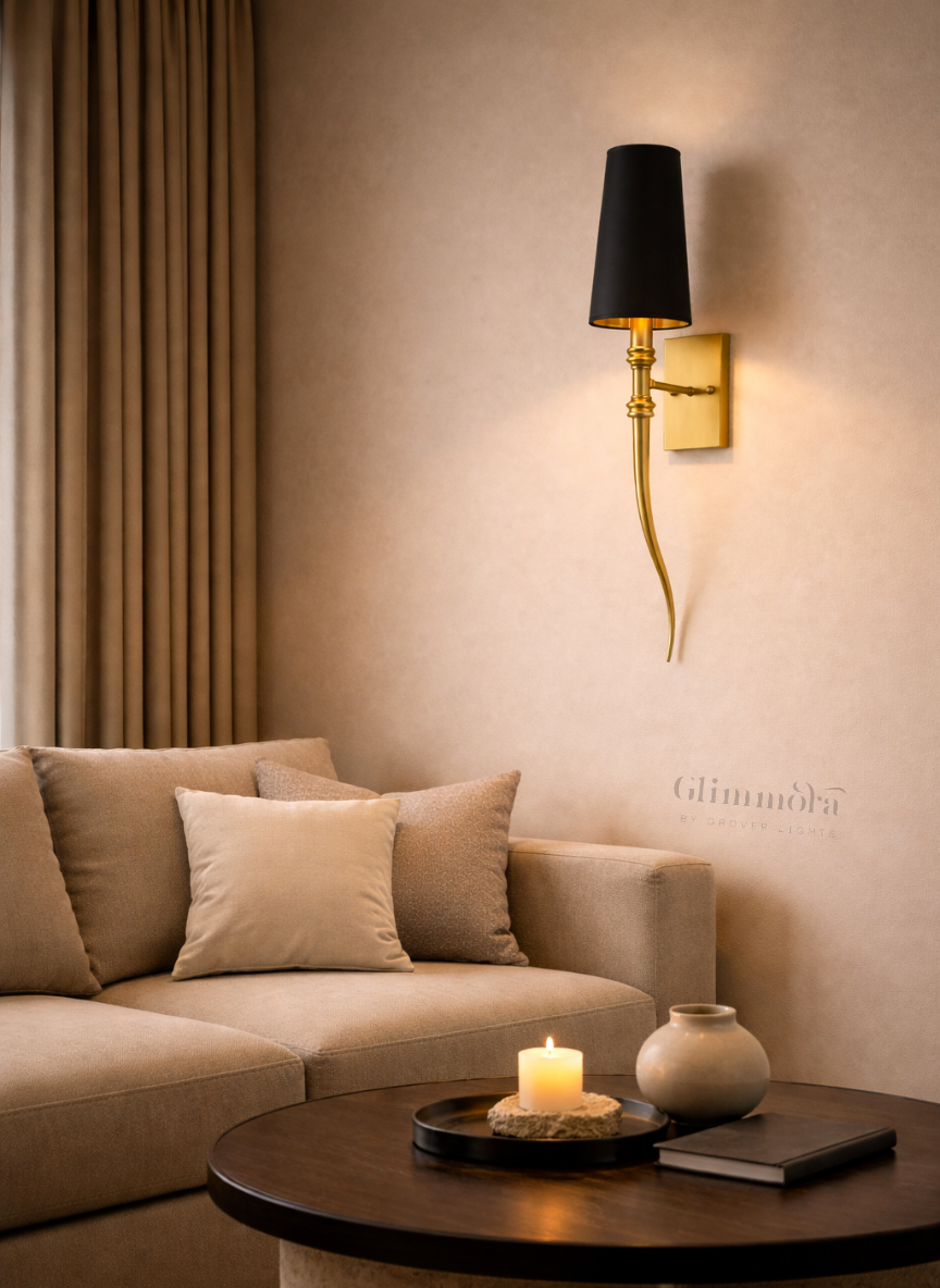 Noir Crest Gold Accent Wall Sconce
