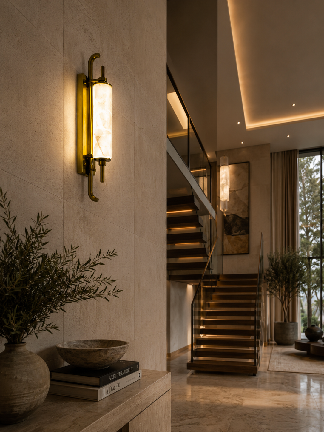 Luxury Marble-Look LED Wall Light for Bedroom & Living Room