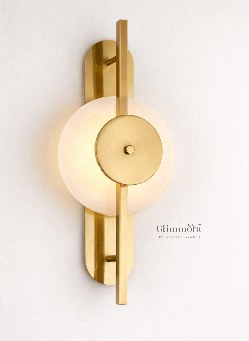 Modern Disc Wall Sconce with Opal Glass Globe
