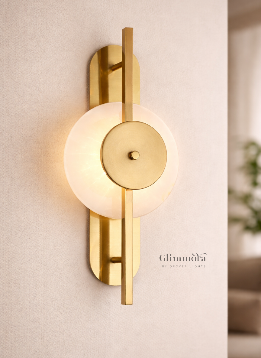 Modern Disc Wall Sconce with Opal Glass Globe