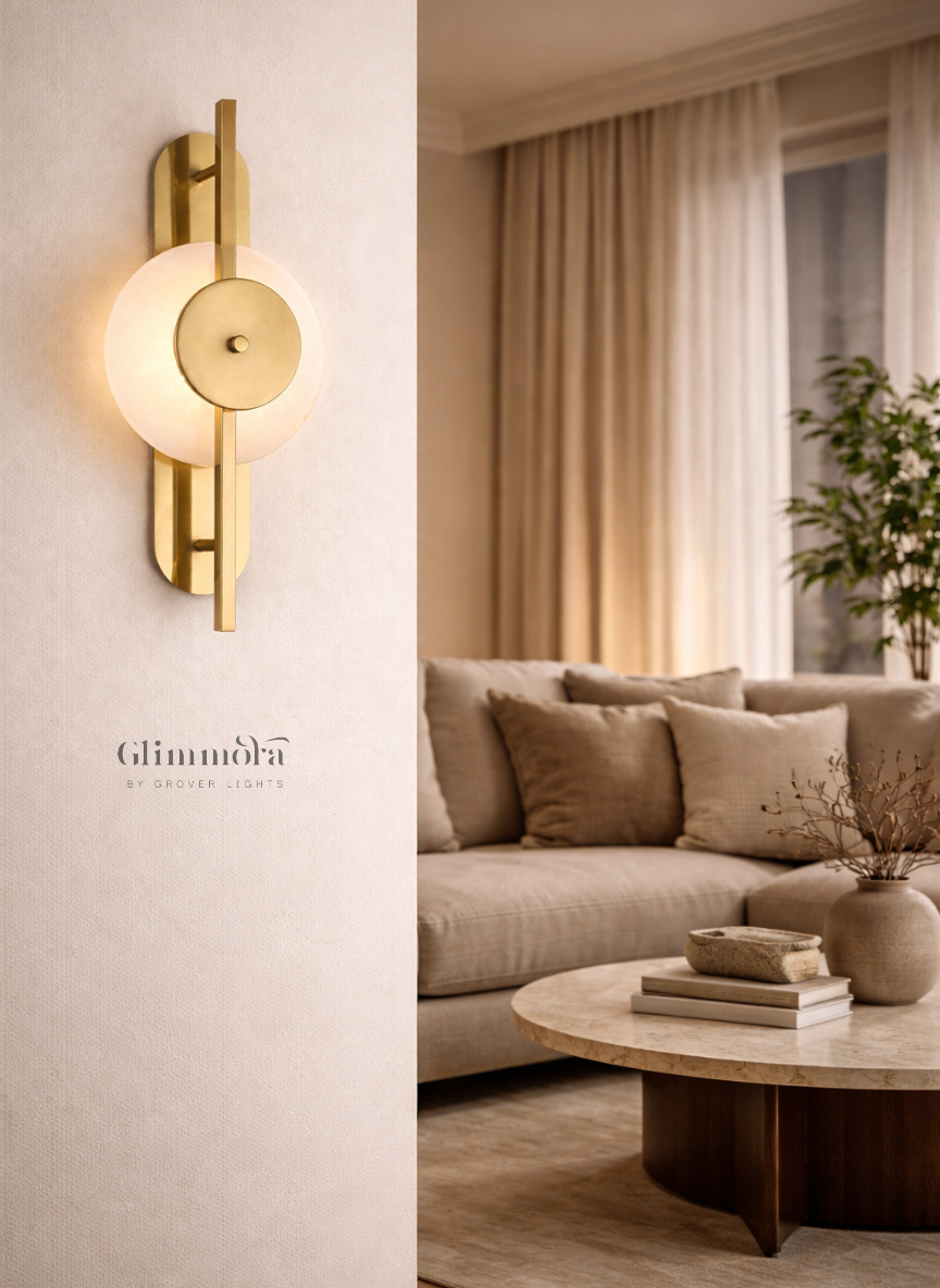 Modern Disc Wall Sconce with Opal Glass Globe