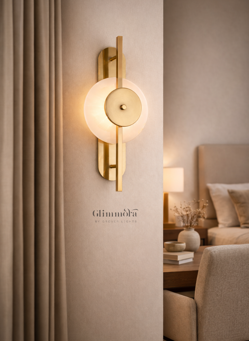 Modern Disc Wall Sconce with Opal Glass Globe