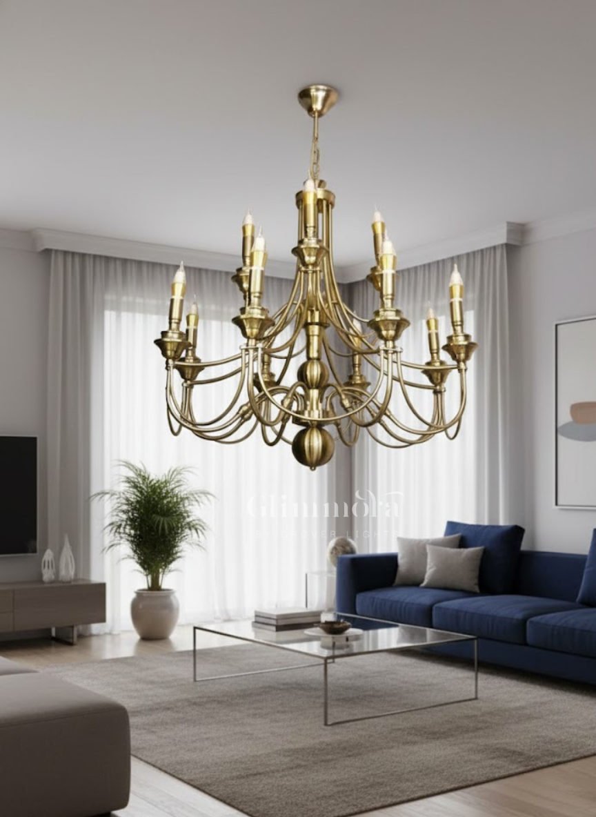 12-Light Antique Metal Chandelier