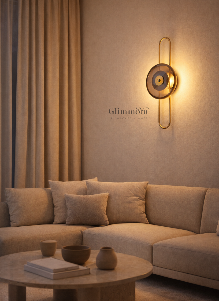 Smoked Glass Disc Wall Sconce with Loop Frame