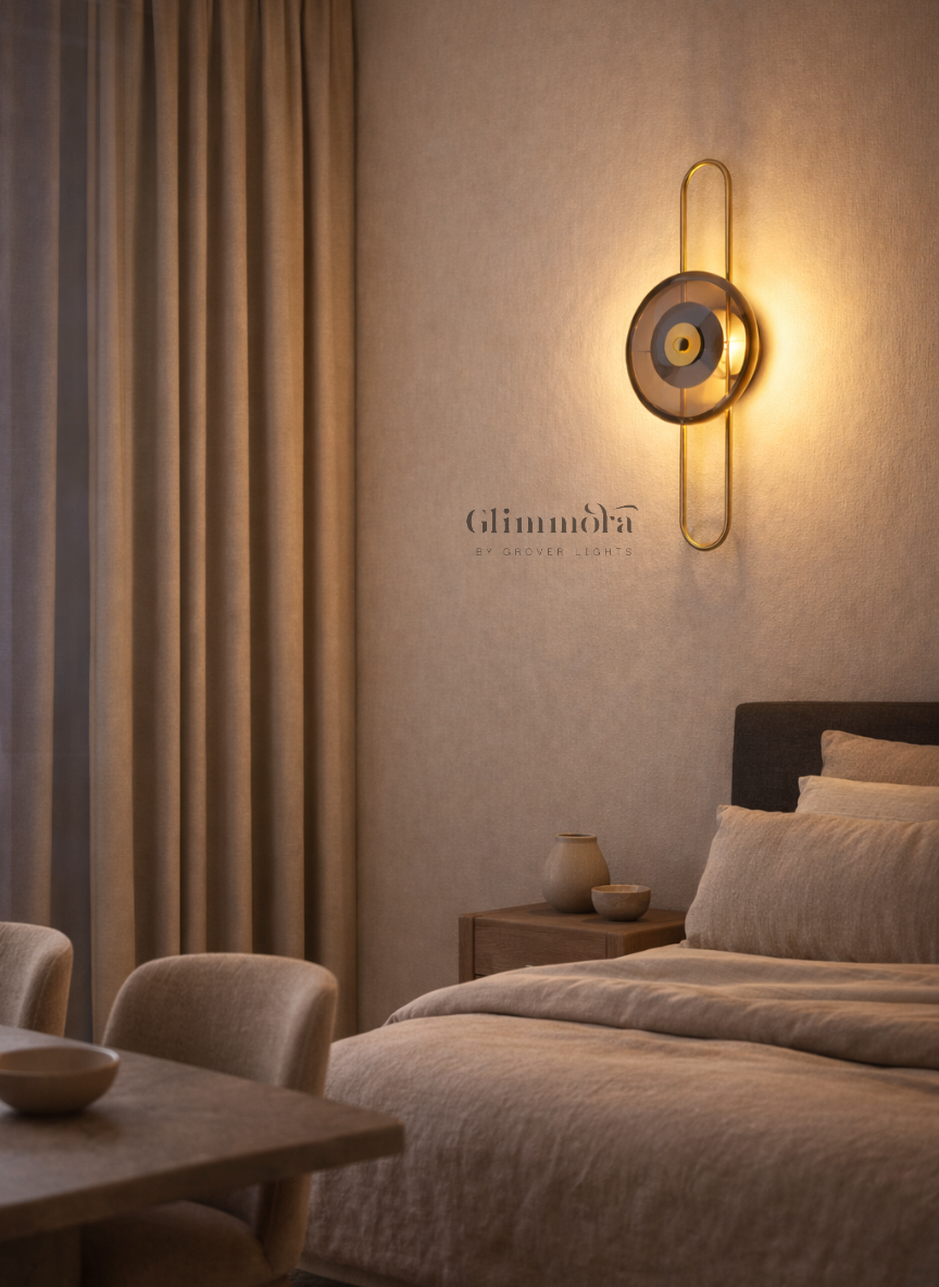 Smoked Glass Disc Wall Sconce with Loop Frame