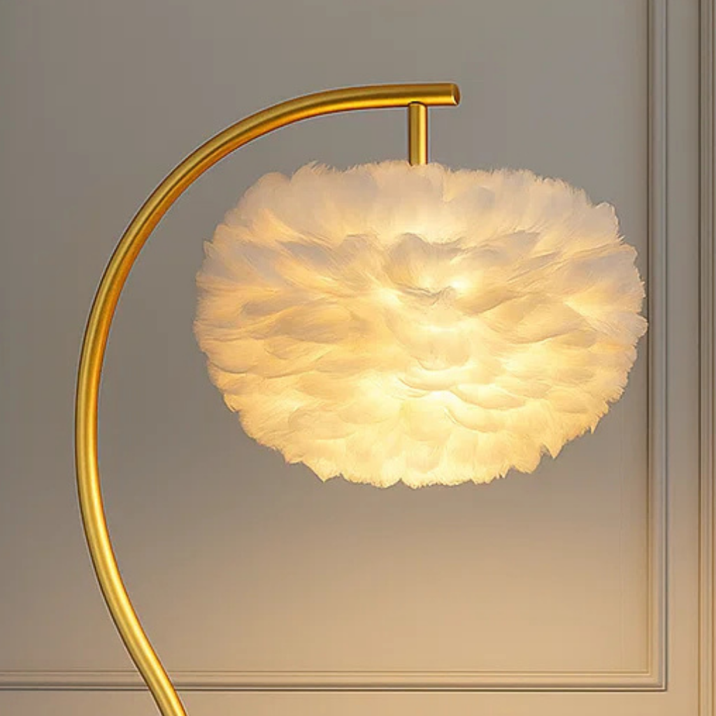 Blissful Moment (Feather, Gold) Floor Lamp