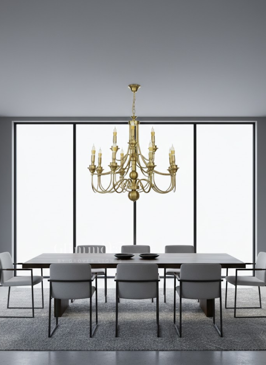 12-Light Antique Metal Chandelier