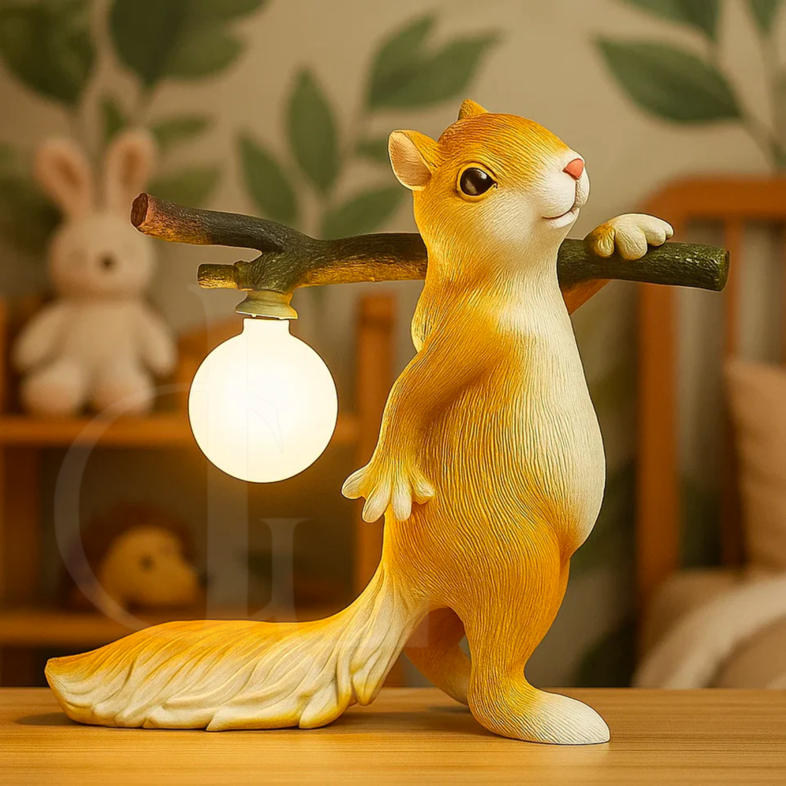 Creative Cartoon Resin Squirrel Mini Desk Lamp