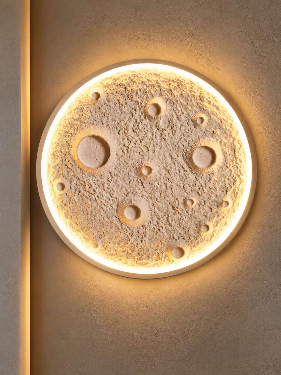 3D Moon Surface (600 mm & 400 mm) LED Wall Lamp with Halo Backlight