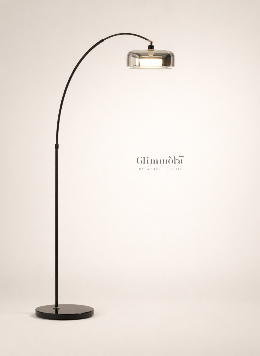 Modern Arc Floor Lamp with Glass Shade