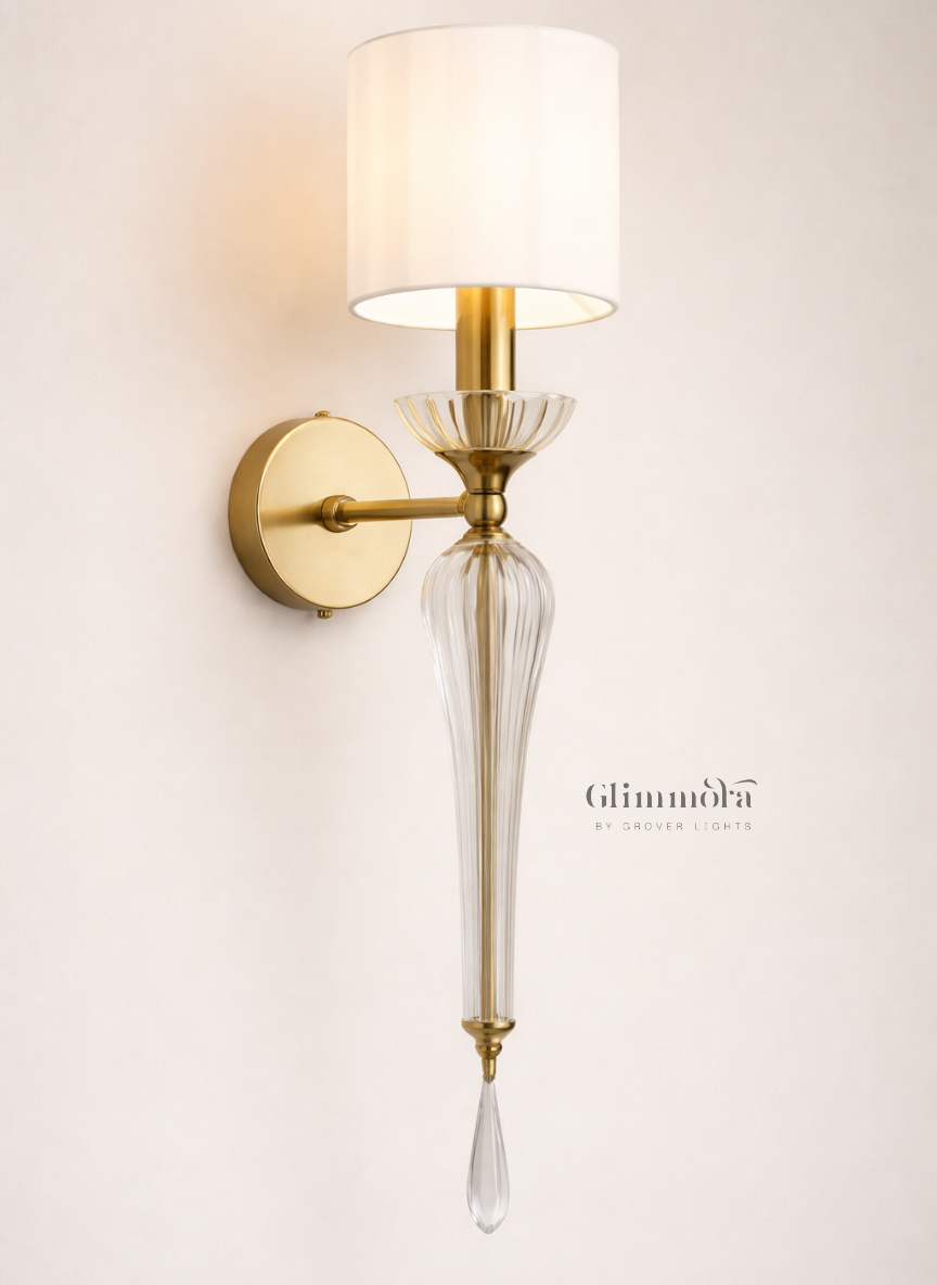 Sentinel Wall Sconce with Fabric Shade & Crystal Accent