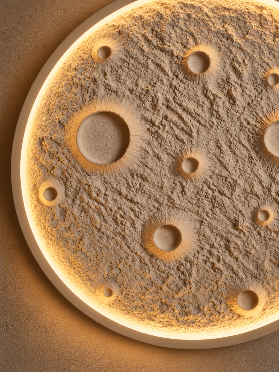 3D Moon Surface (600 mm & 400 mm) LED Wall Lamp with Halo Backlight
