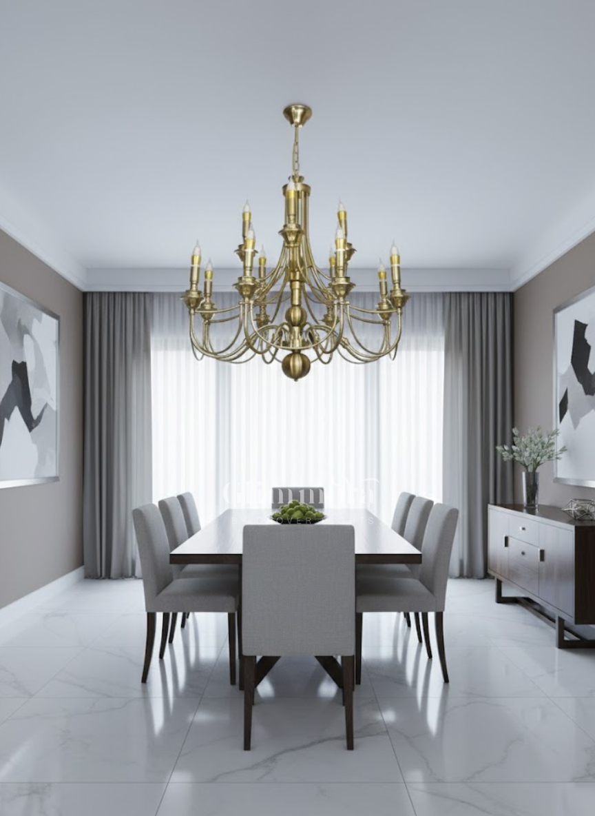 12-Light Antique Metal Chandelier