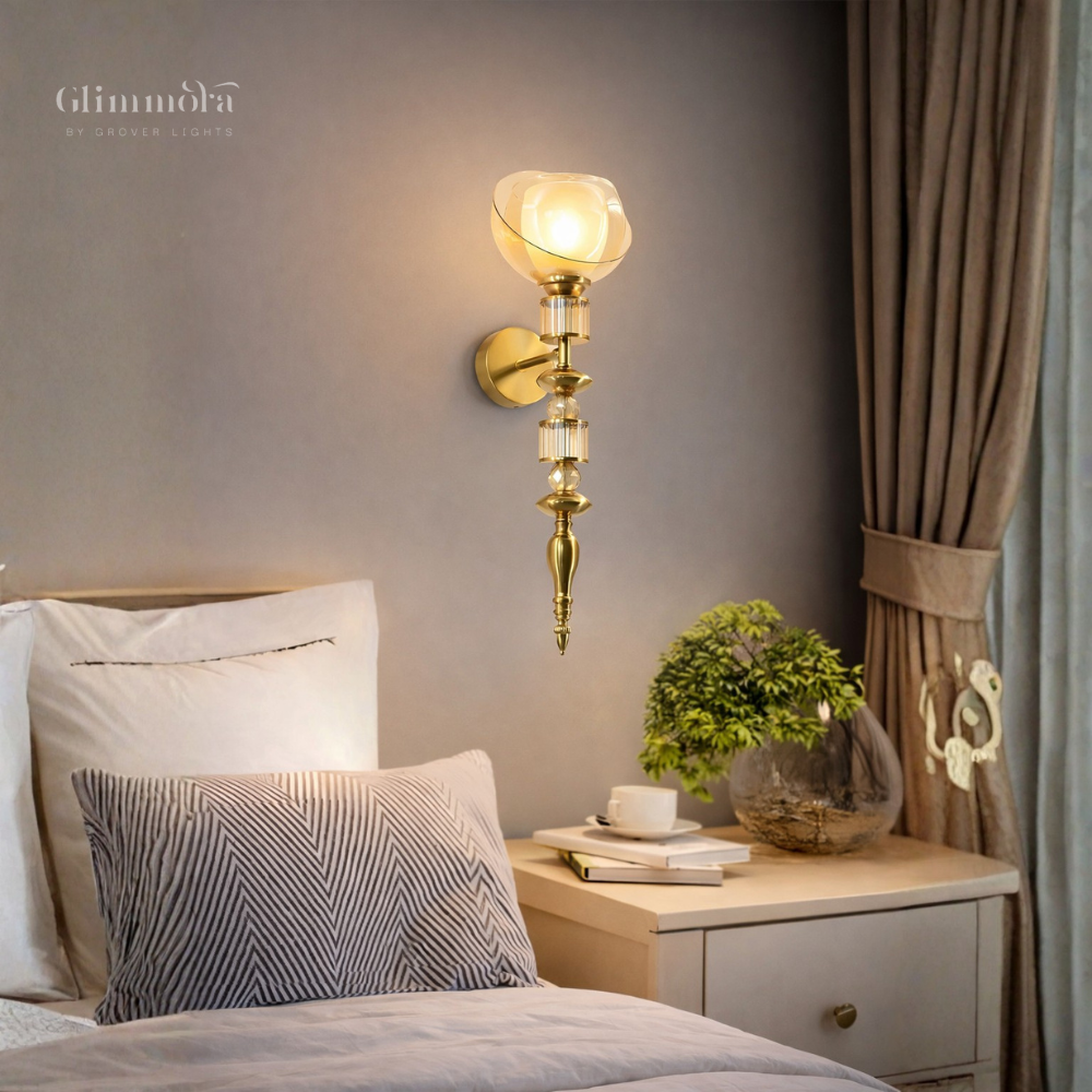 Luxury Gold Crystal Globe Wall Light