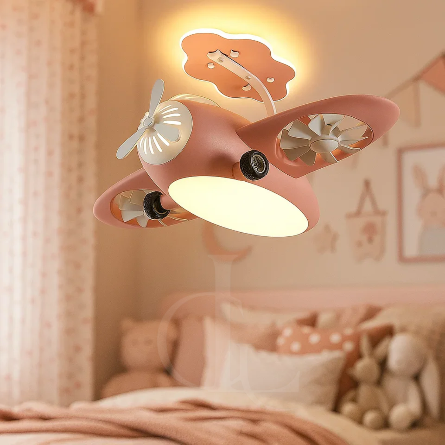 Kid's room Aircraft fan light Chandelier (Pink)