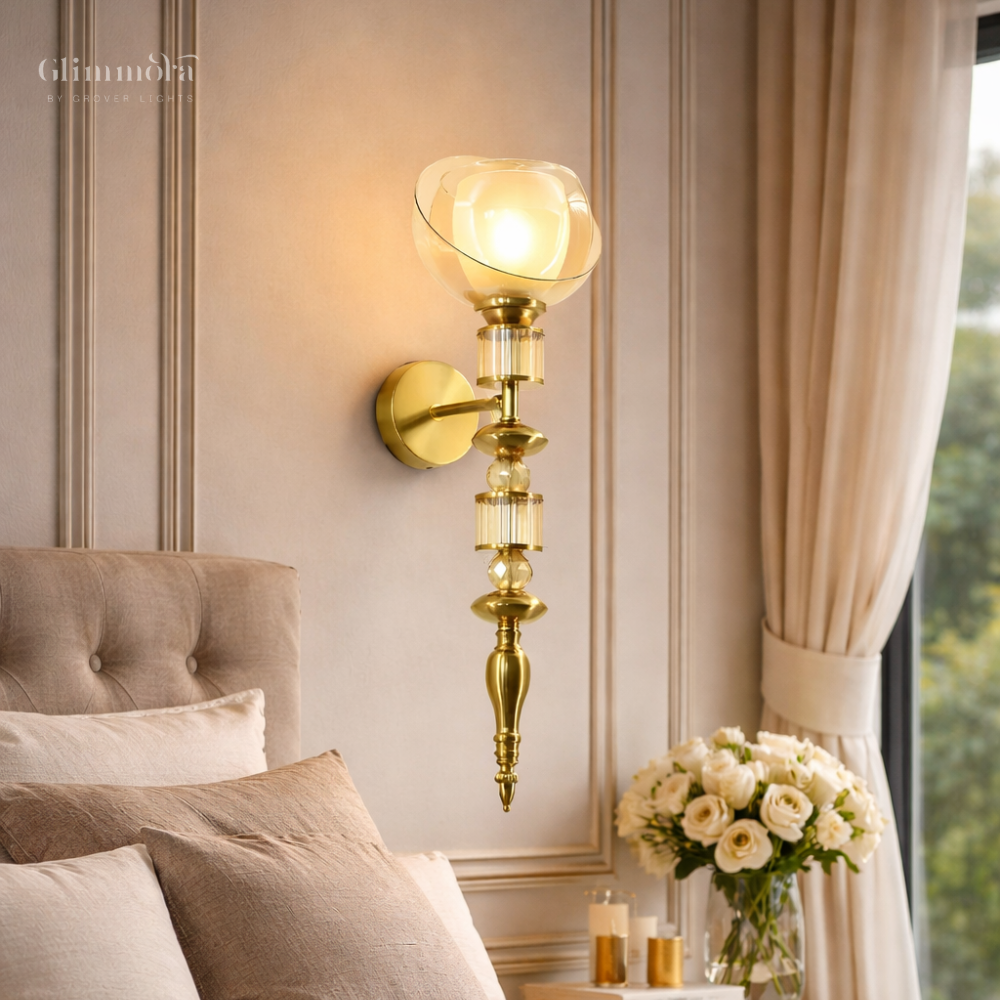 Luxury Gold Crystal Globe Wall Light