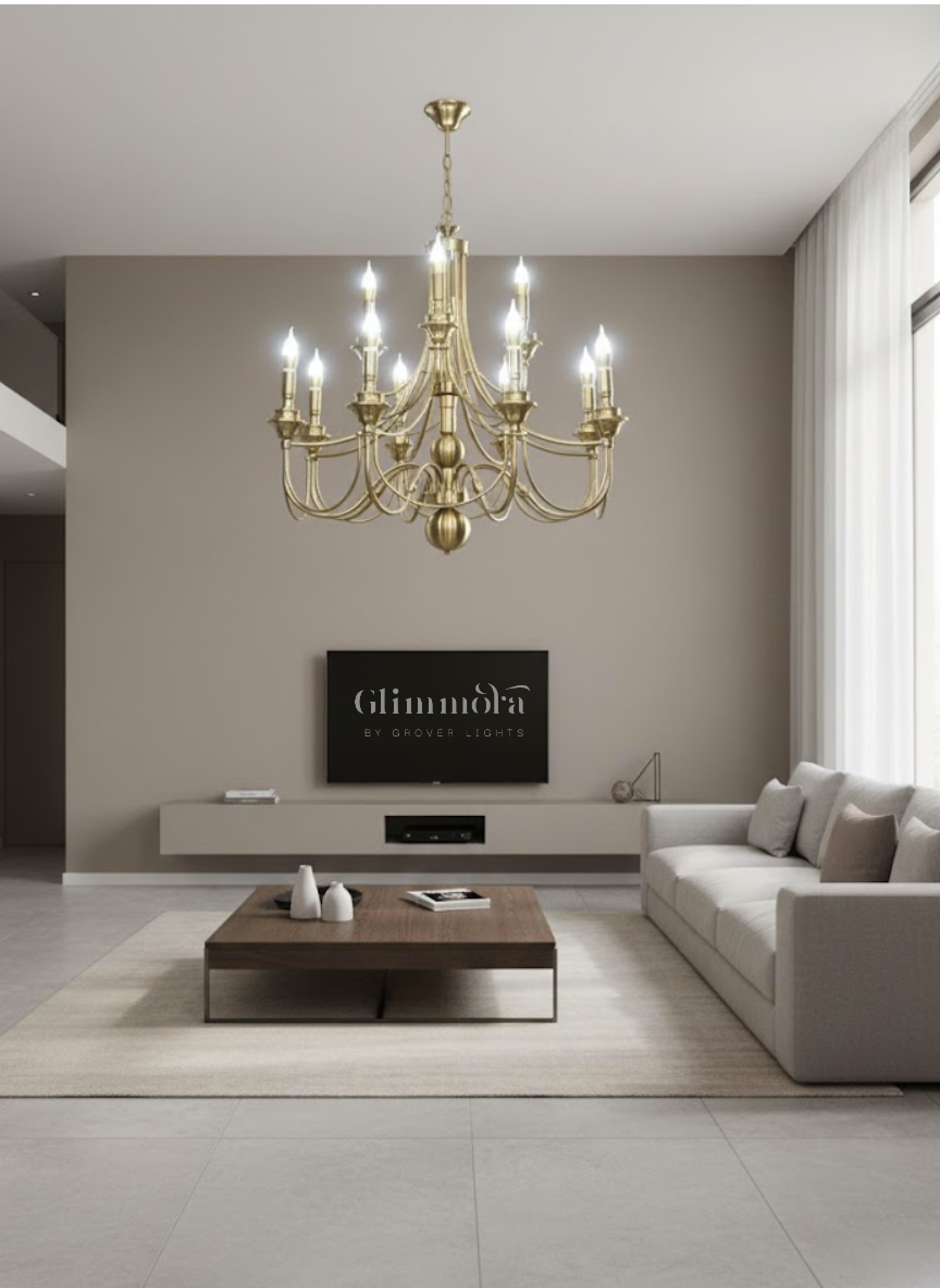 12-Light Antique Metal Chandelier