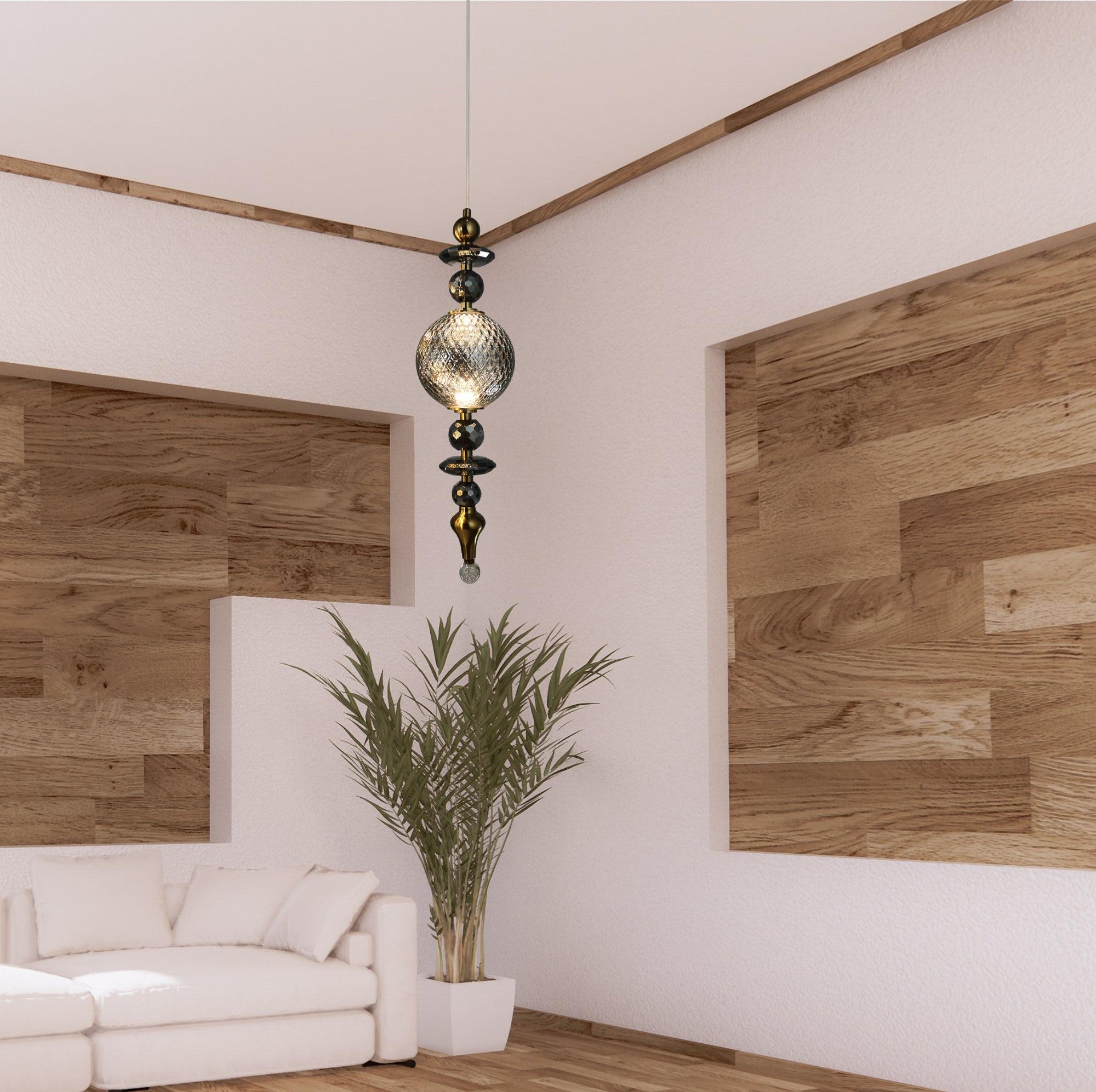 Glass Smokey Black Vintage Pendant Lamp