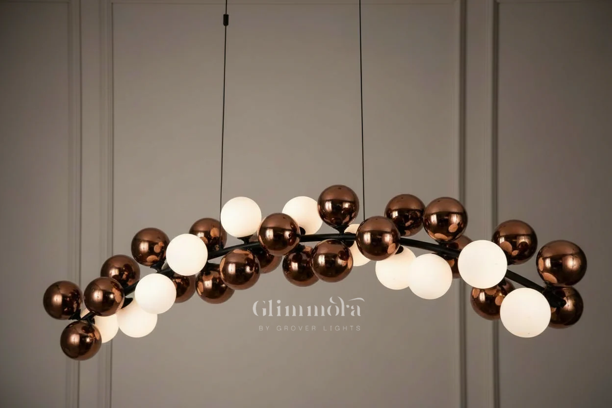 Dancing Echoes (Rose Gold, White, 30-Head) Glass Chandelier