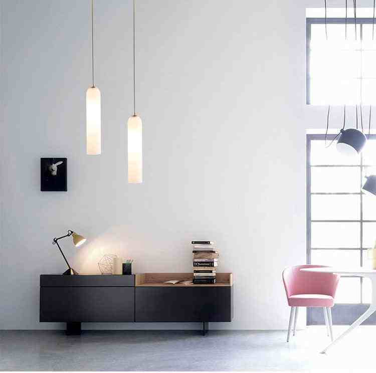 Long Frosted  Glass Pendant Light