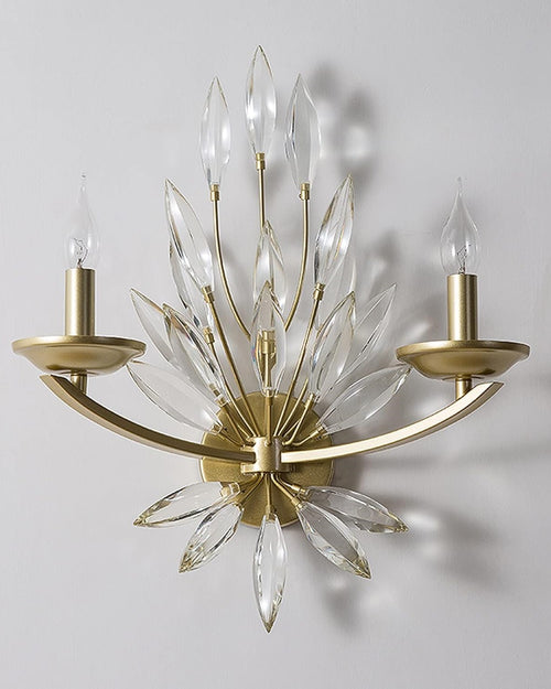 Crystal Glass Brass Bracket Wall Light