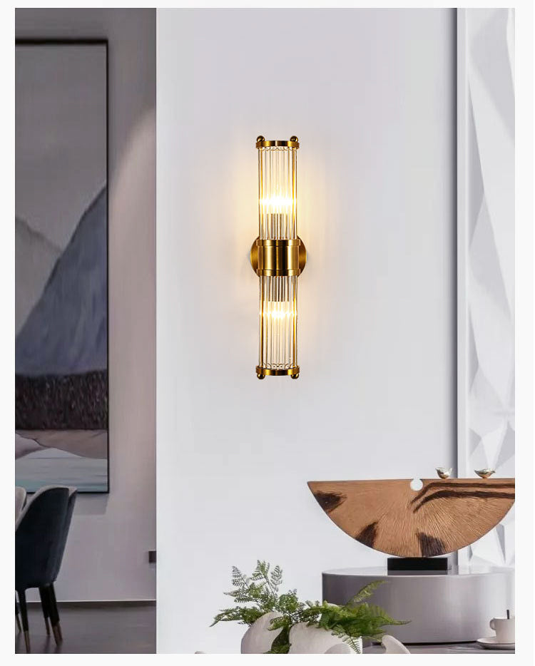 Slim Crystal Gold Metal Wall Light