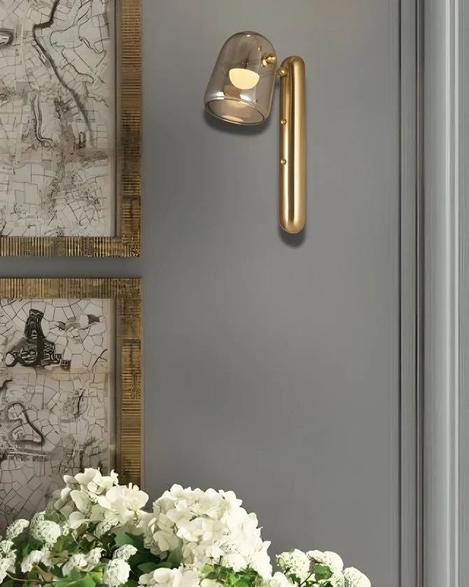 Amber/smoke Glass Wall Light