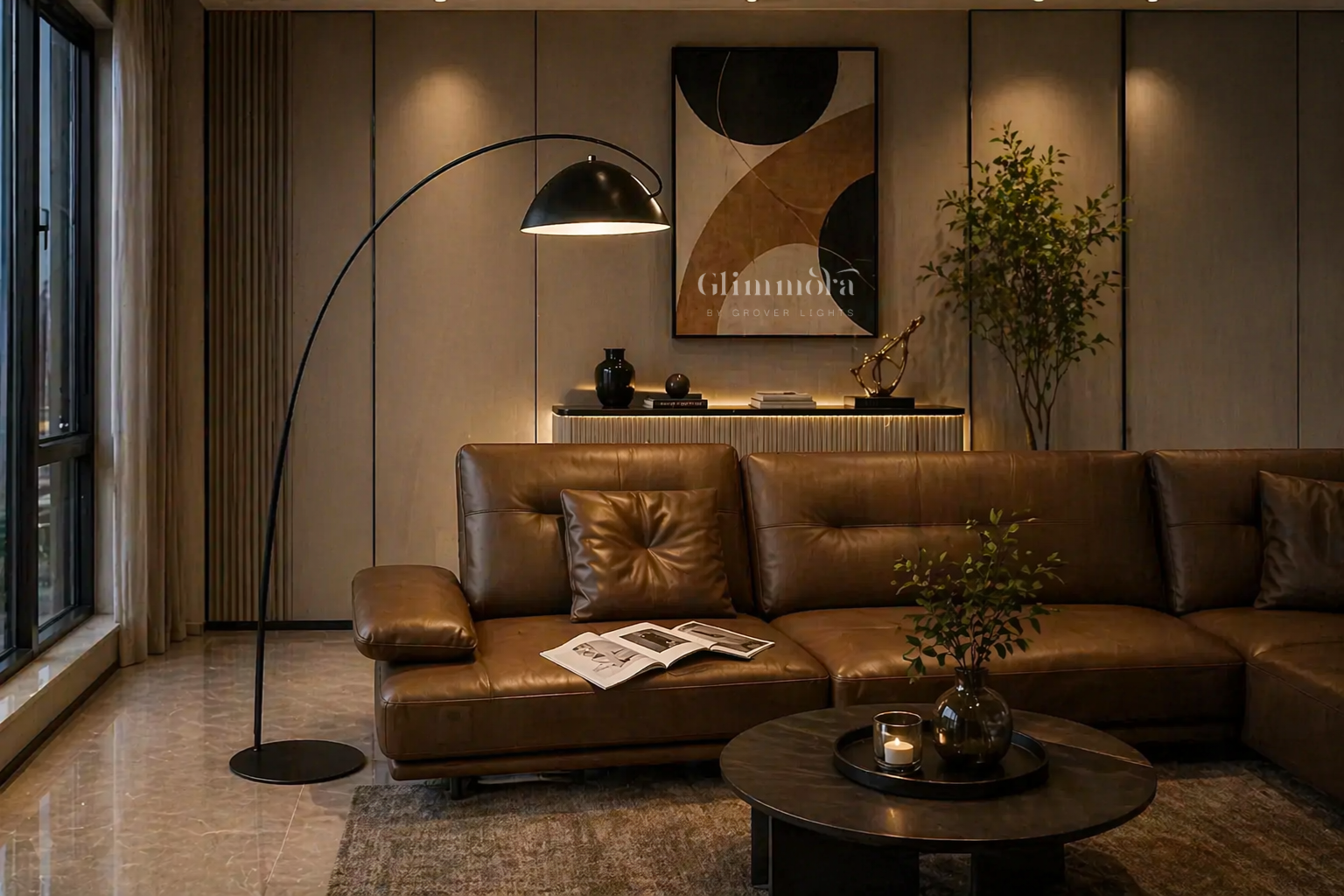 Noir Arc Floor Lamp Modern Curved Statement Light