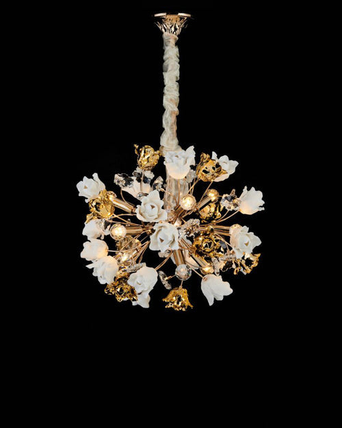 Elegant Floral Sphere Chandelier - 9 Bulbs
