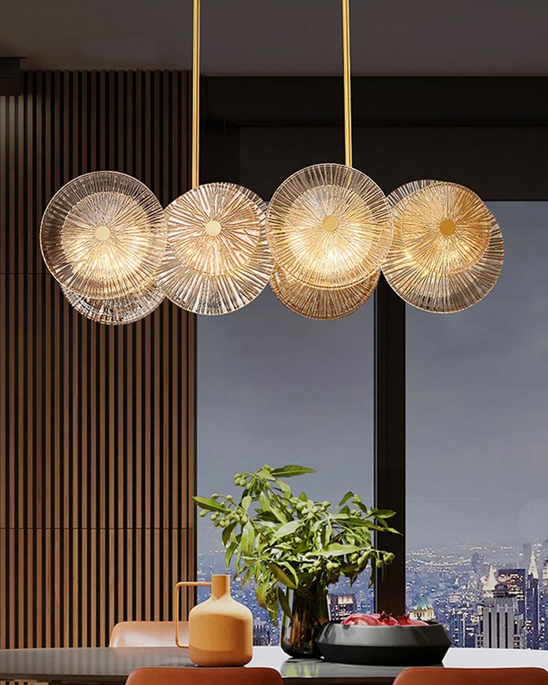 Lotus Leaves Glow (Gold) Chandelier