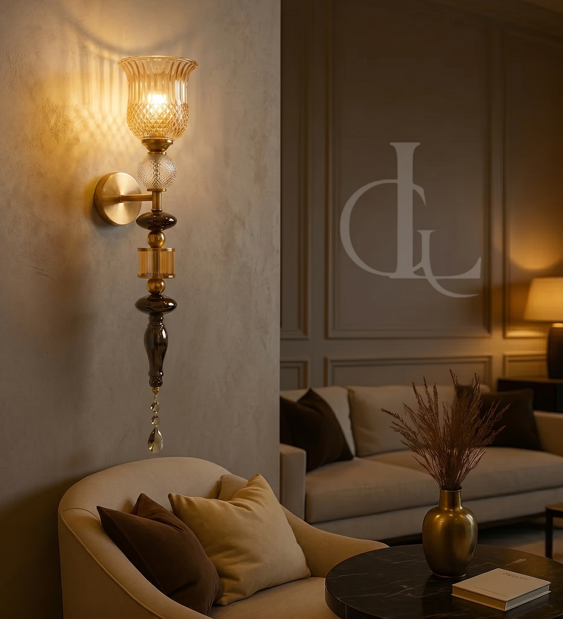 Sultan’s Eclipse (Glass, Amber Smoke) Wall Light