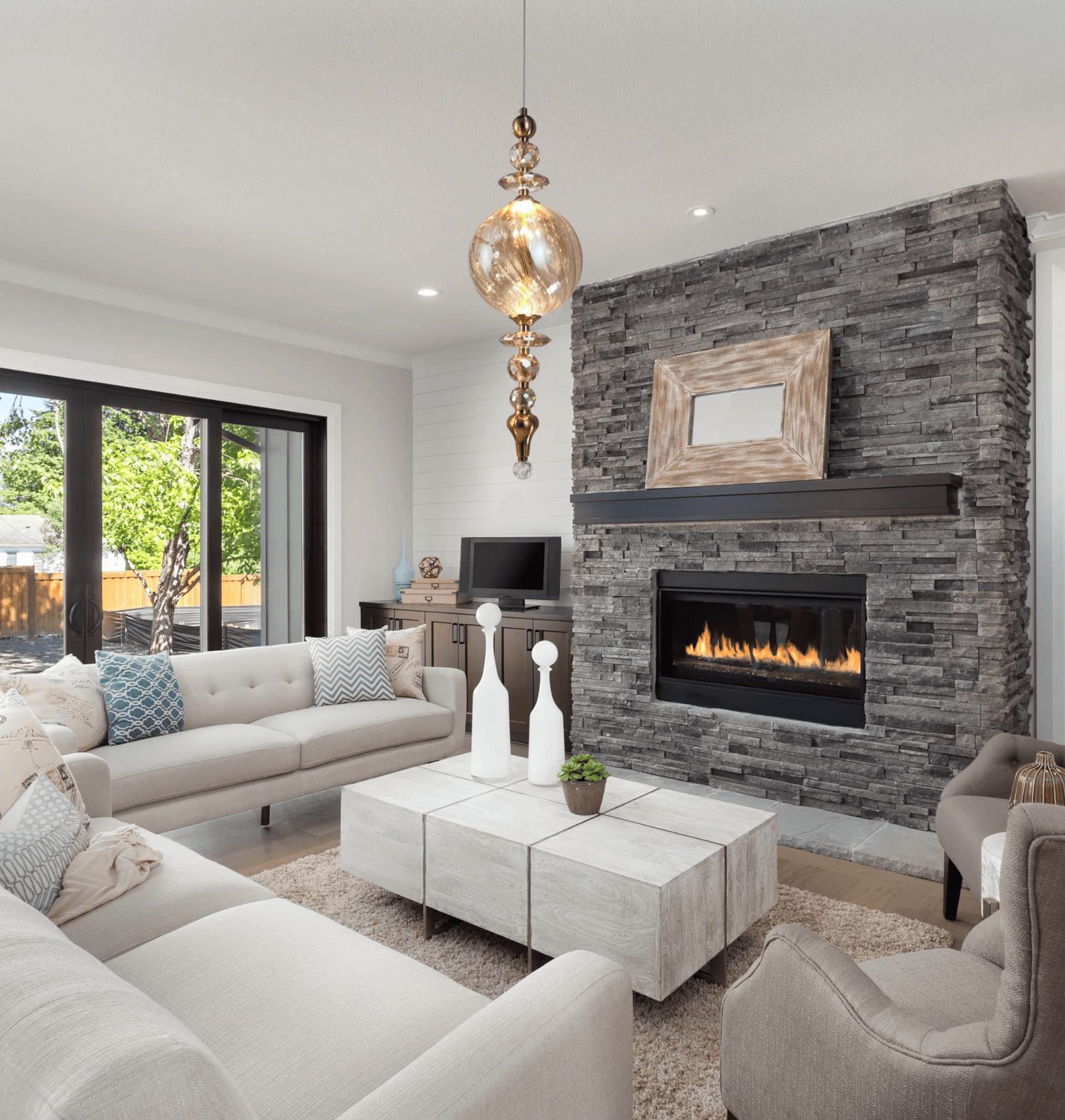 Glass Vintage Gold Pendant Lamp