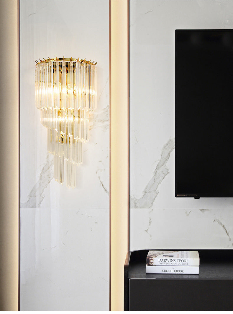 Triple Layer with Air: Crystal (Gold) Wall Light
