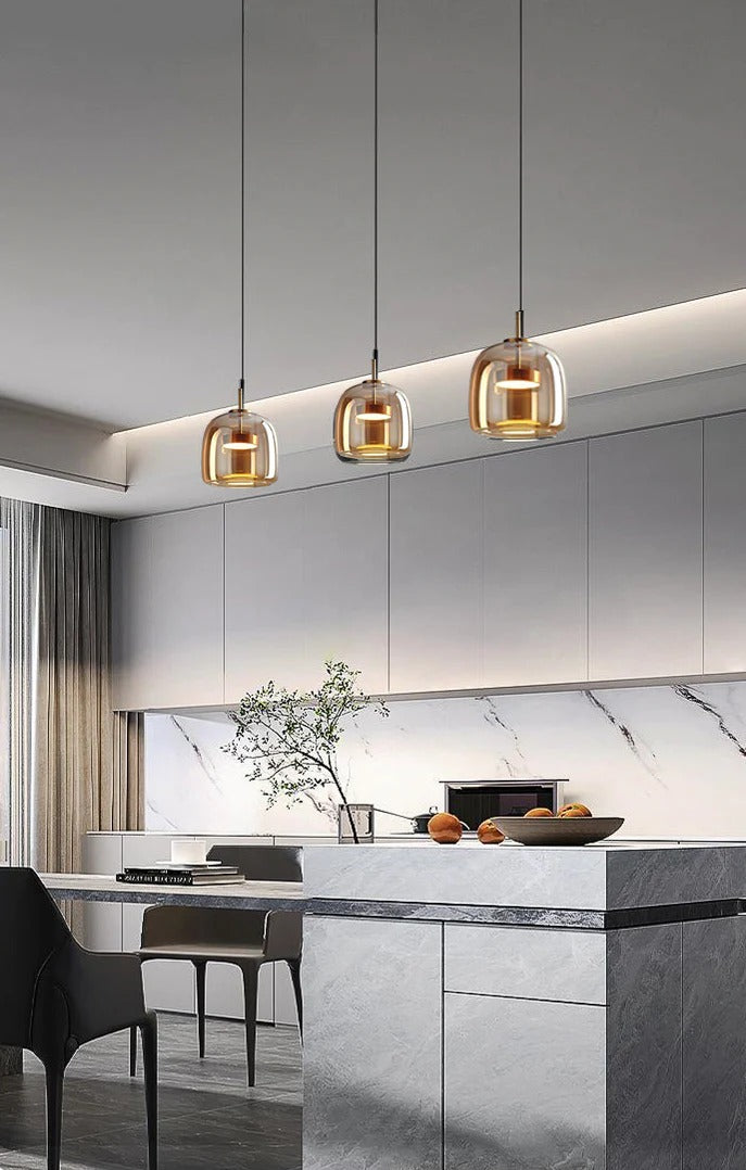 Mist-Kissed Raindrop Glow (Amber) Pendant Light