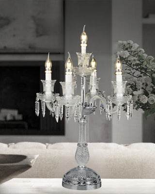 Victorian Crystal Candelabra Table Lamp - 6 Light