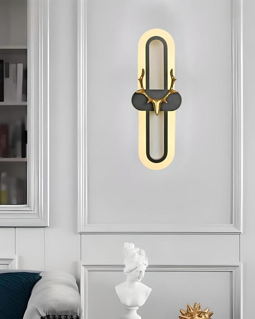 Oval Shaped Dear LED Wall Light - Black (40 CM)