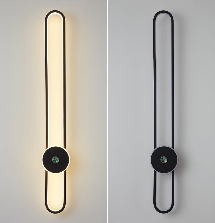 600 Mm Led Black Oval Long Wall Light