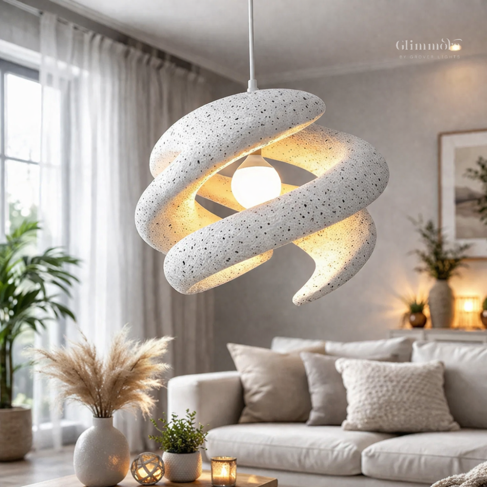 Modern Sculptural Spiral Pendant Light