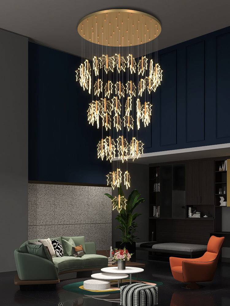 Radiant Leaf Staircase Glow Chandelier