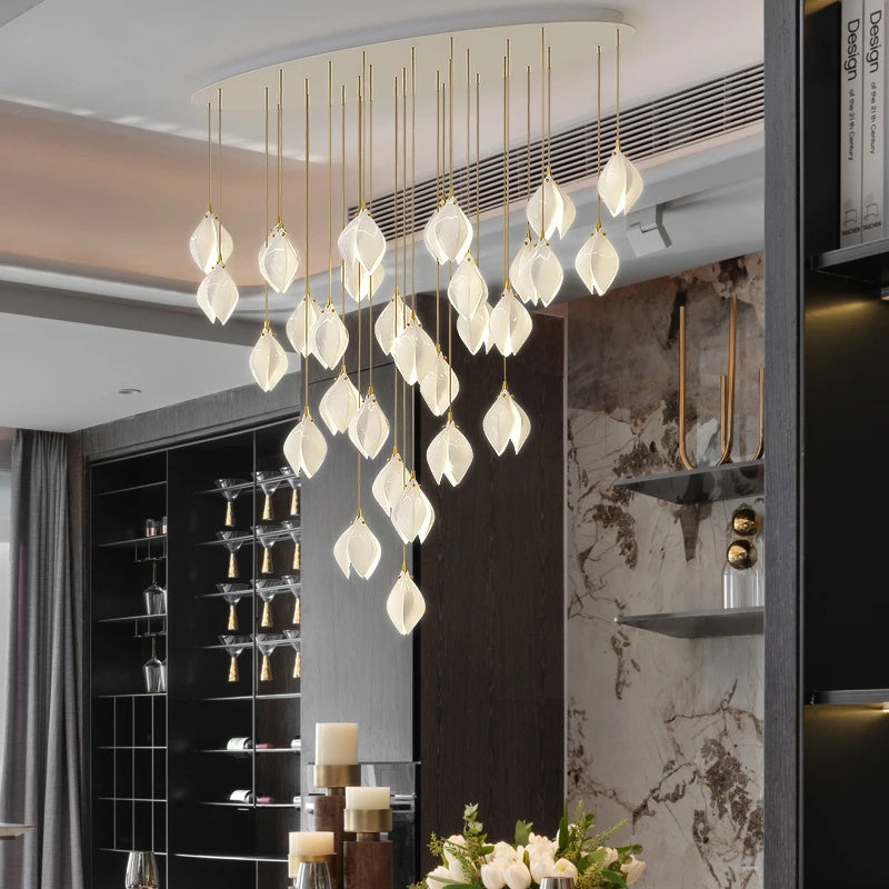 Petals in Flight (Porcelain White) Chandelier (28 Lights)