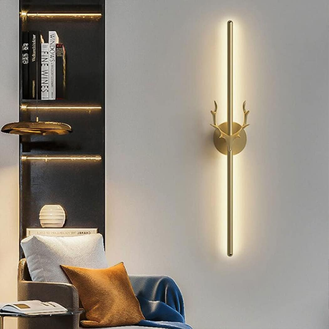 600 Modern Long Gold Deer Led Wall Lamp - Tricolor