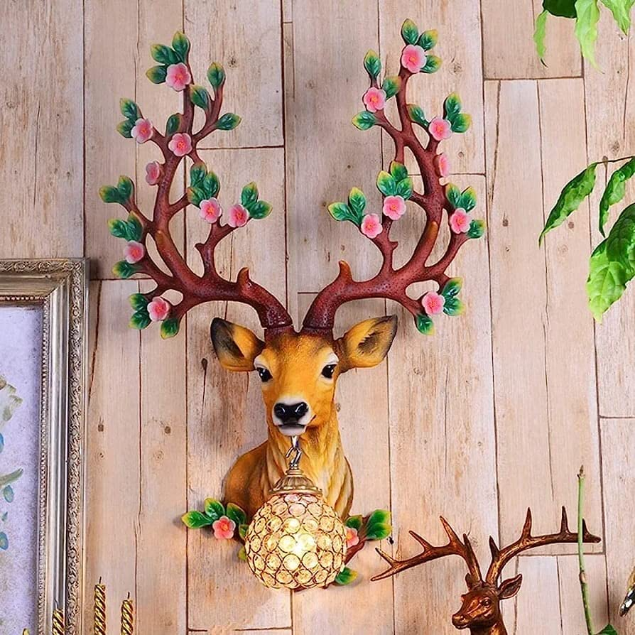Resin Deer Head Wall Light
