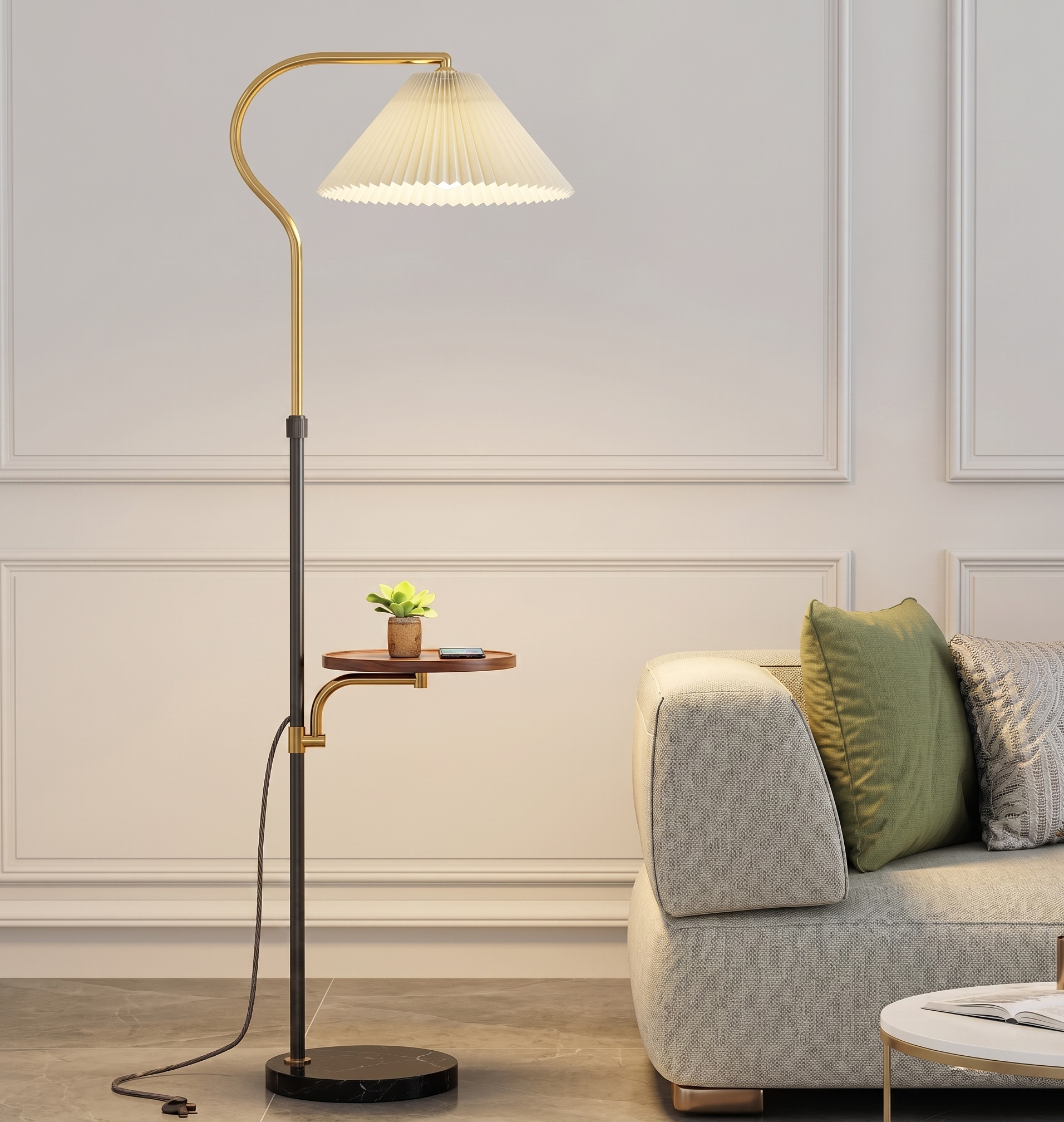 Pleated Poetry (Pecan) Floor Lamp