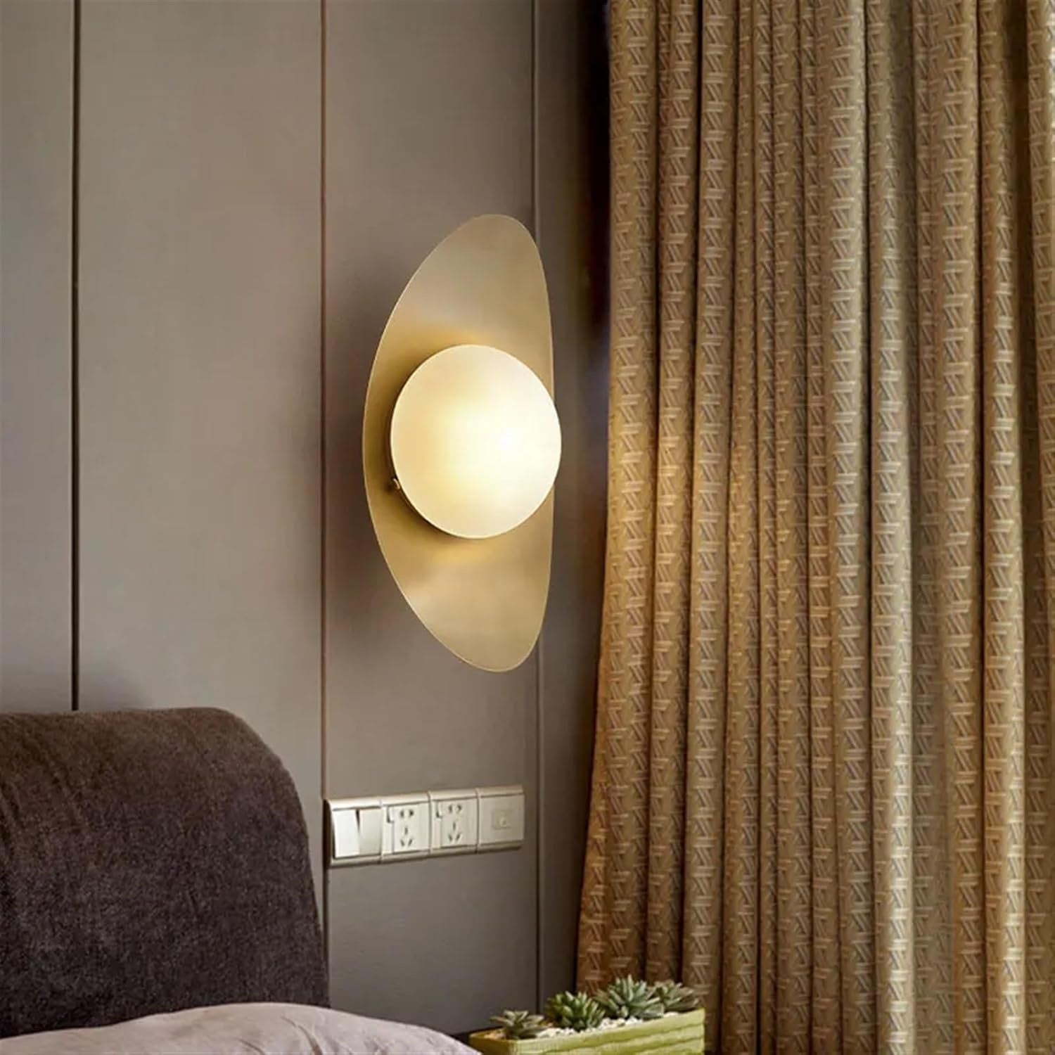 Crescent Moon Full Copper LED Wall Lamp