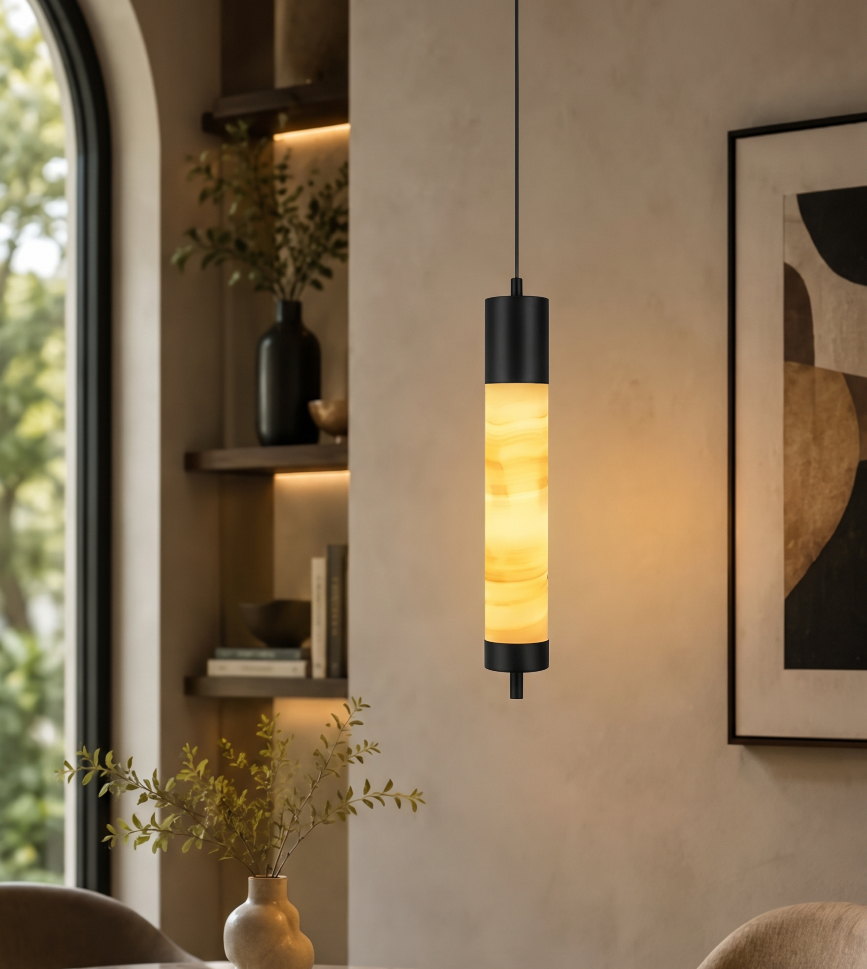 (Original) Aurum Onyx Marble Black  Pendant Light